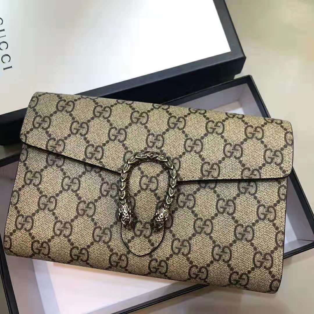 Gucci GG Women Dionysus GG Supreme Chain Wallet-Sandy