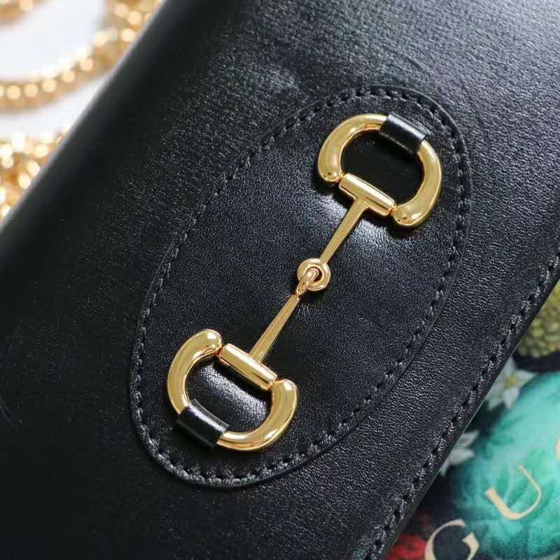 Gucci GG Women Gucci 1955 Horsebit Wallet with Chain-Black