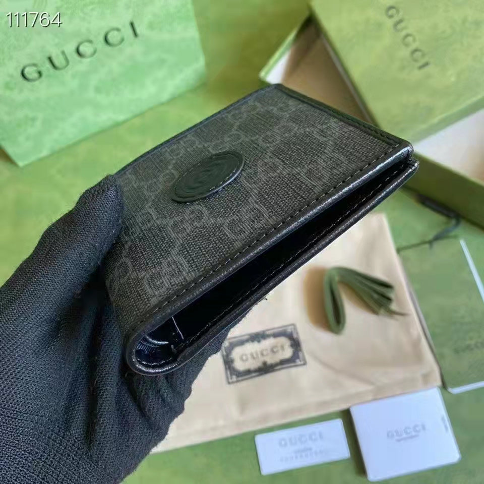 Gucci GG Unisex Wallet Interlocking G Black GG Supreme Canvas