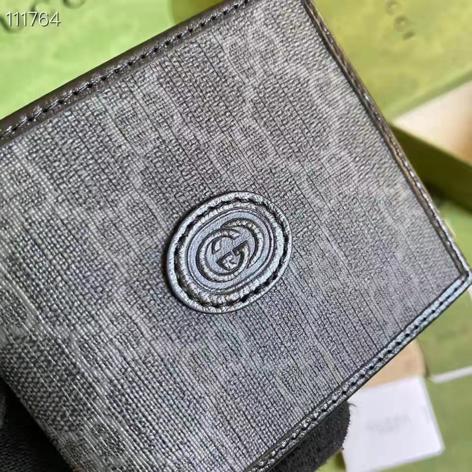 Gucci GG Unisex Wallet Interlocking G Black GG Supreme Canvas