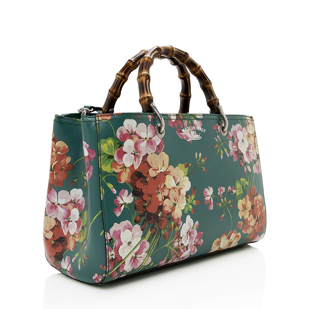 Gucci Leather Bamboo Blooms Medium Shopper Tote (SHF-14155)