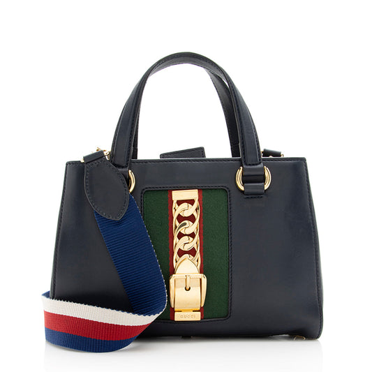 Gucci Leather Sylvie Top Handle Medium Tote