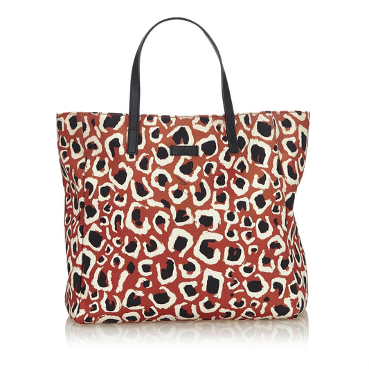 Gucci Leopard Printed Nylon Tote  (SHG-10215)