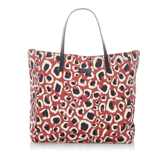 Gucci Leopard Printed Nylon Tote Bag