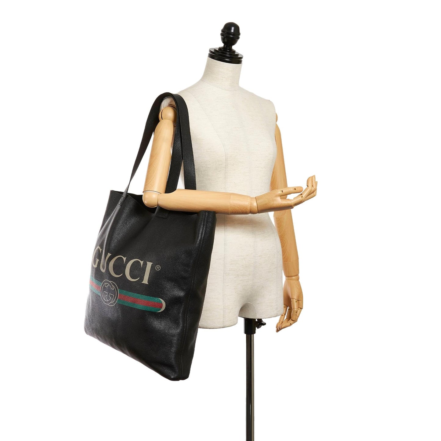 Gucci Logo Leather Tote Bag