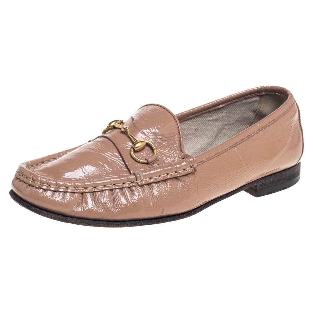 Gucci Mauve Patent Leather Horsebit Loafers