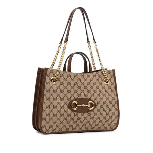 Gucci Medium GG Canvas 1955 Horsebit Chain Tote (SHG-NytGs4)