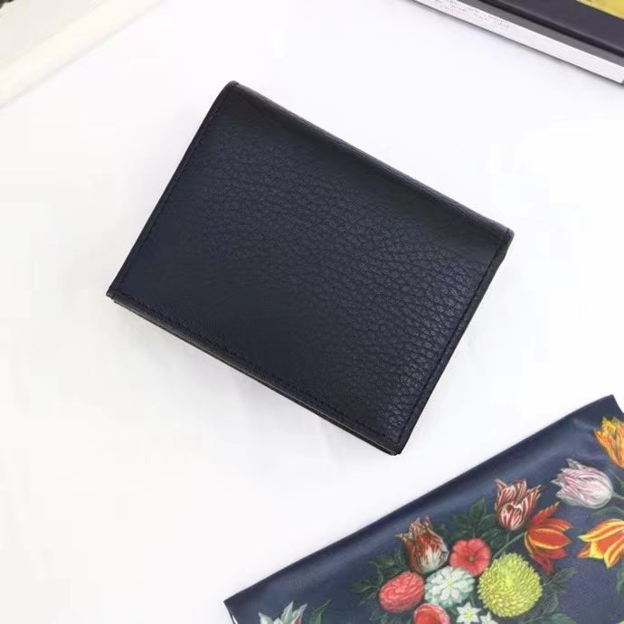 Gucci Unisex GG Leather Card Case Wallet Double G Snap Closure