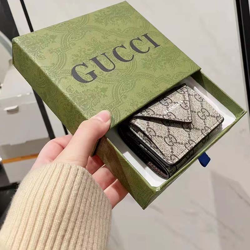 Gucci Unisex The Hacker Project Papier Mini Wallet Beige GG Balenciaga Print