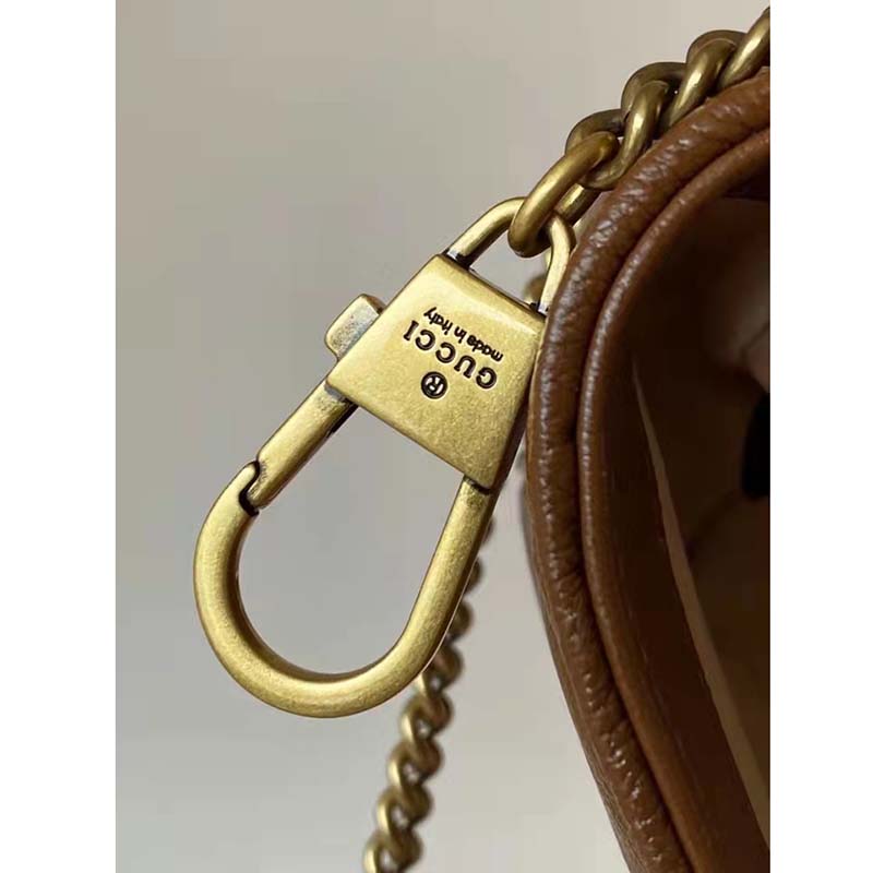 Gucci Women GG Marmont Matelassé Super Mini Bag Brown Double G