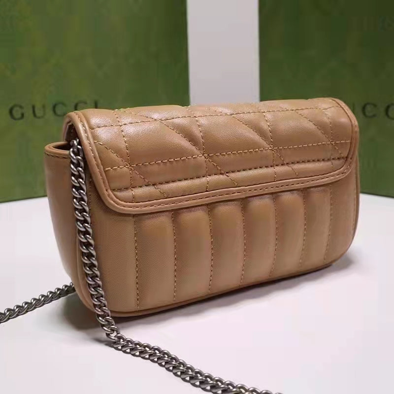 Gucci Women GG Marmont Super Mini Bag Beige Double G Matelassé Leather