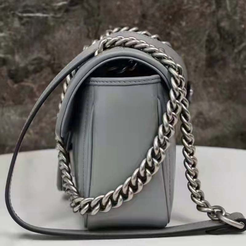 Gucci Women GG Marmont Super Mini Bag Grey Double G Matelassé