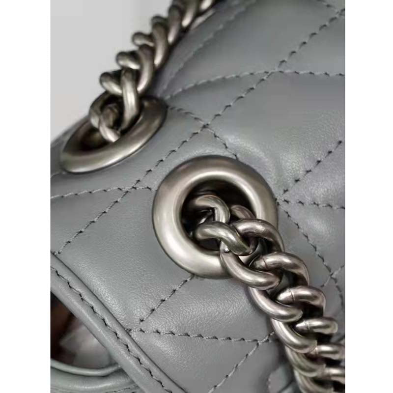 Gucci Women GG Marmont Super Mini Bag Grey Double G Matelassé