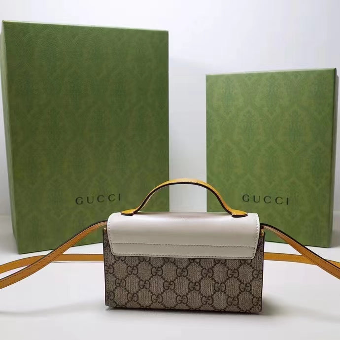 Gucci Women GG Padlock Mini Bag Beige Ebony GG Supreme Canvas Lock Closure