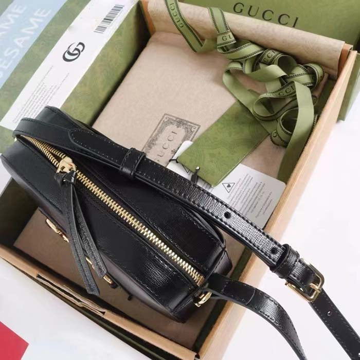 Gucci Women Gucci Horsebit 1955 Small Shoulder Bag Black Leather Zip Closure