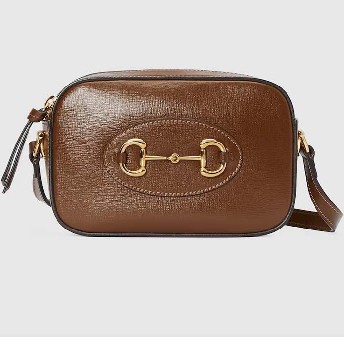 Gucci Women Gucci Horsebit 1955 Small Shoulder Bag Brown Leather Zip Closure