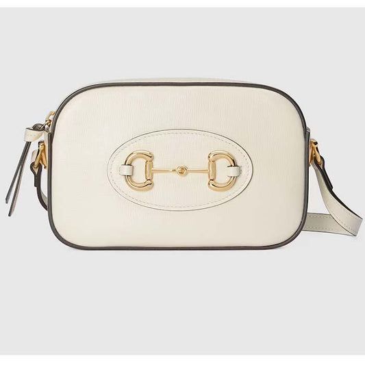 Gucci Women Gucci Horsebit 1955 Small Shoulder Bag White Leather Zip Closure