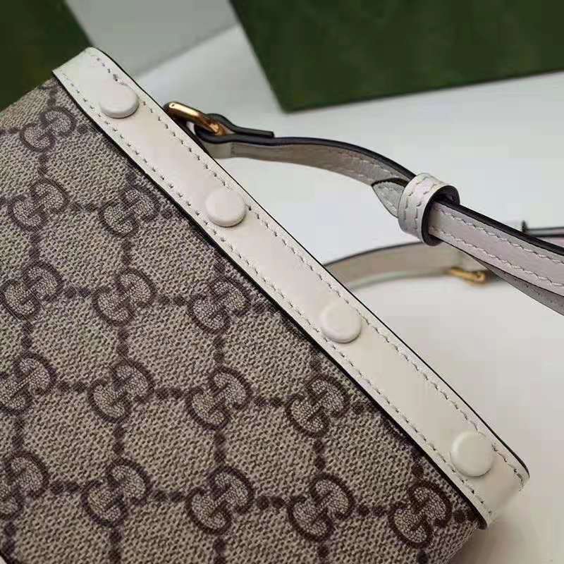 Gucci Women Horsebit 1955 Mini Bag Beige Ebony GG Supreme Canvas