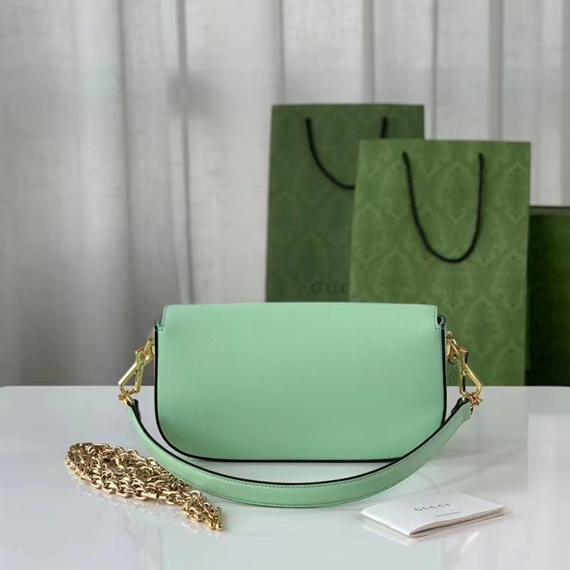 Gucci Women Horsebit 1955 Small Shoulder Bag Light Green Leather