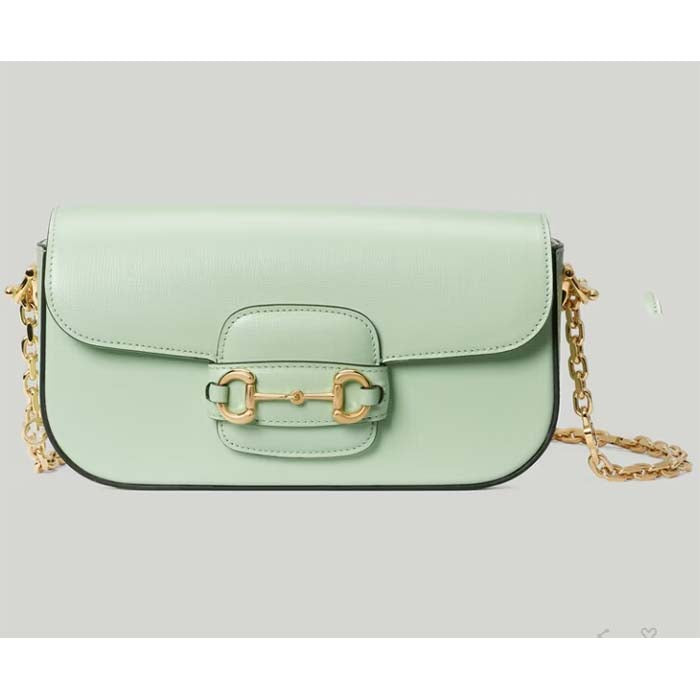 Gucci Women Horsebit 1955 Small Shoulder Bag Light Green Leather