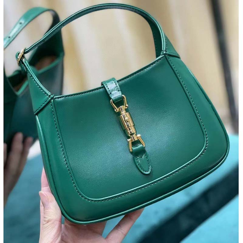 Gucci Women Jackie 1961 Small Shoulder Bag Emerald Green Leather