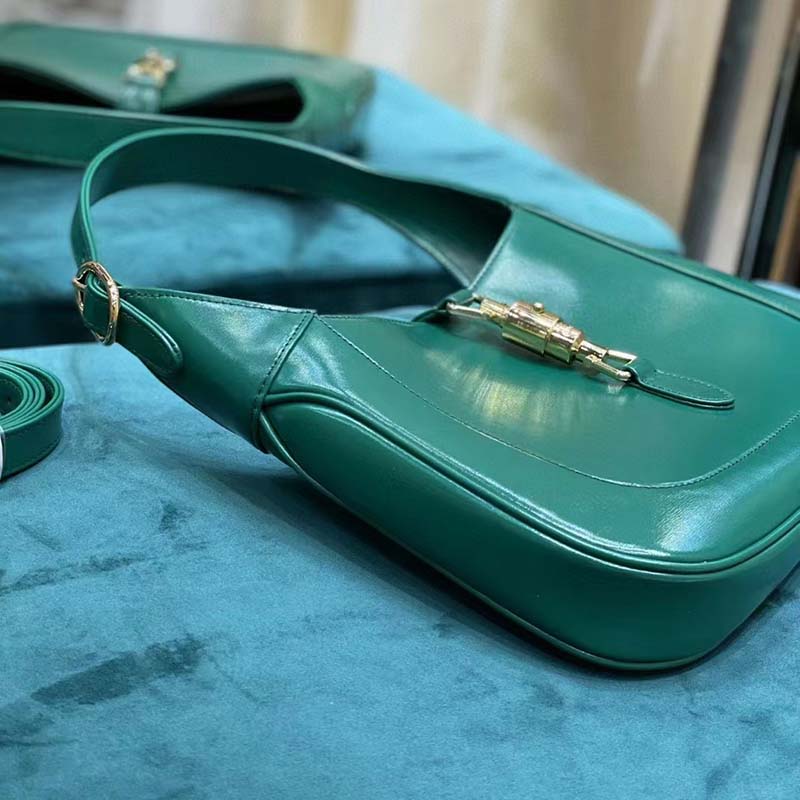 Gucci Women Jackie 1961 Small Shoulder Bag Emerald Green Leather