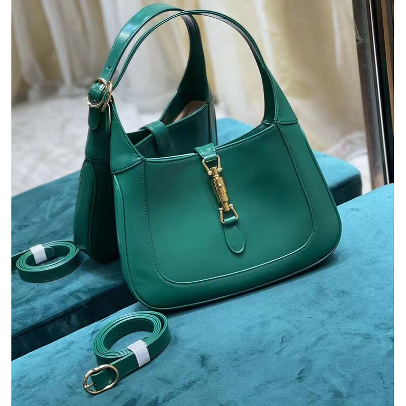 Gucci Women Jackie 1961 Small Shoulder Bag Emerald Green Leather