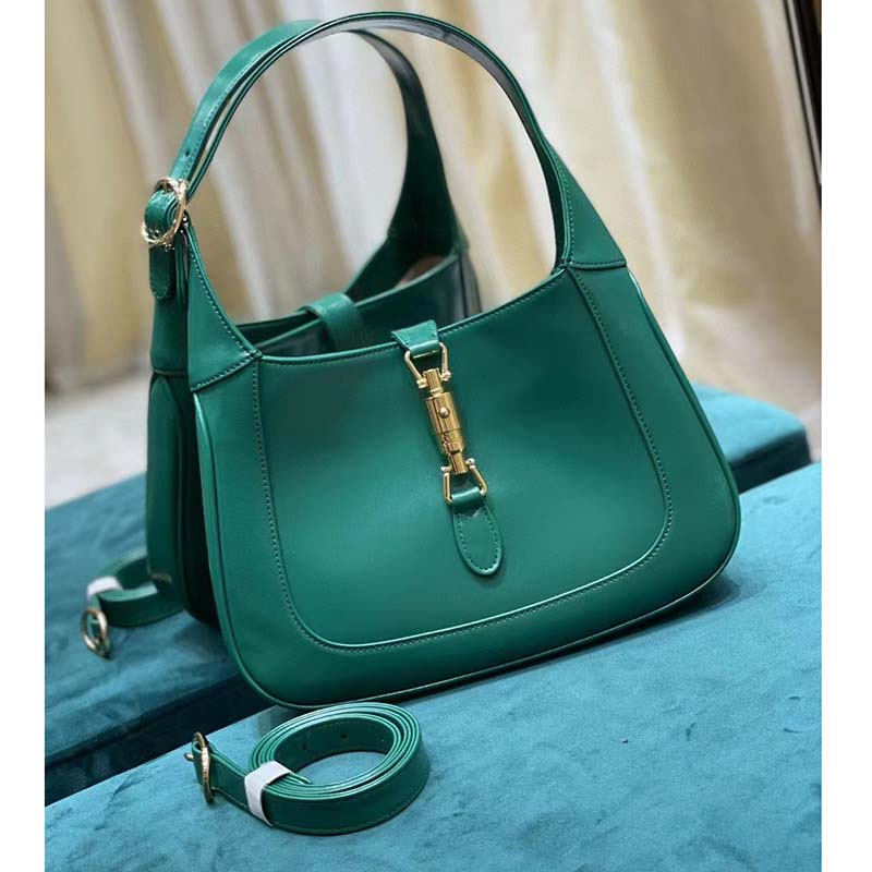 Gucci Women Jackie 1961 Small Shoulder Bag Emerald Green Leather