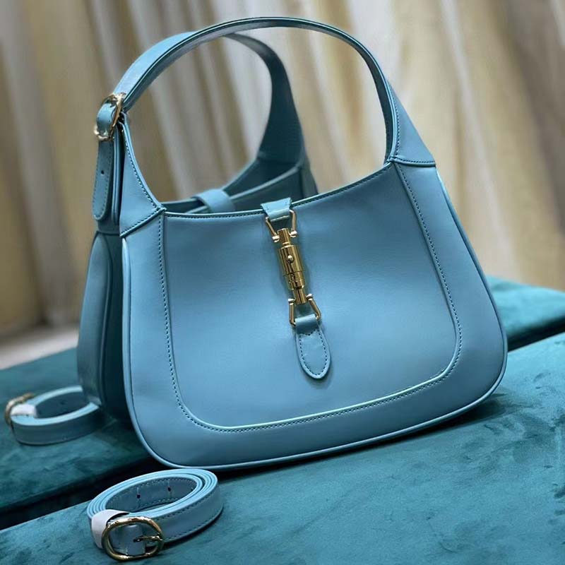 Gucci Women Jackie 1961 Small Shoulder Bag Light Blue Leather