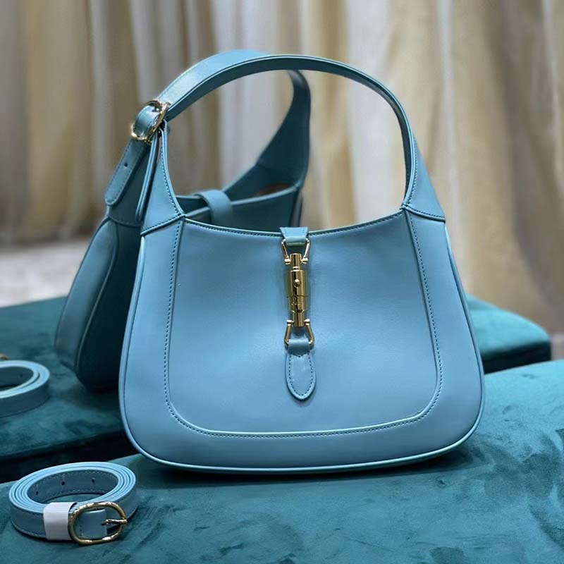 Gucci Women Jackie 1961 Small Shoulder Bag Light Blue Leather