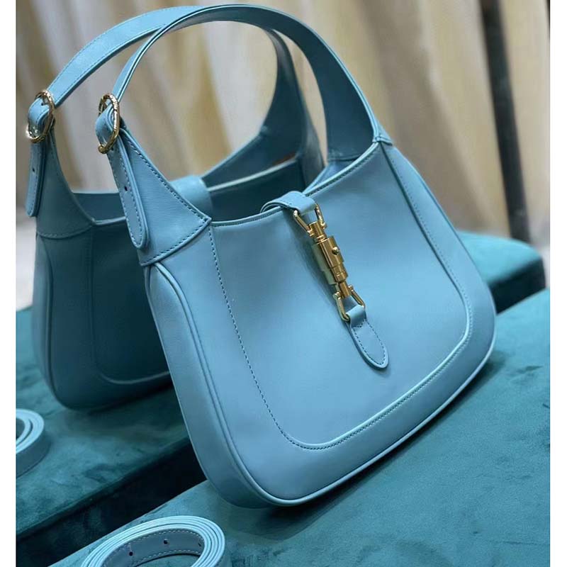 Gucci Women Jackie 1961 Small Shoulder Bag Light Blue Leather