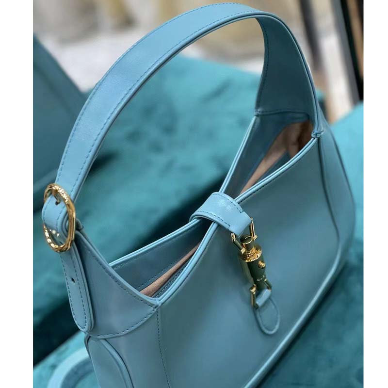 Gucci Women Jackie 1961 Small Shoulder Bag Light Blue Leather