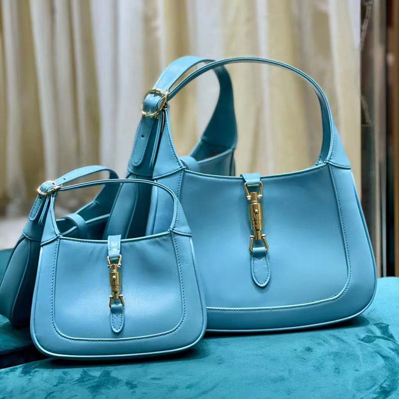 Gucci Women Jackie 1961 Small Shoulder Bag Light Blue Leather