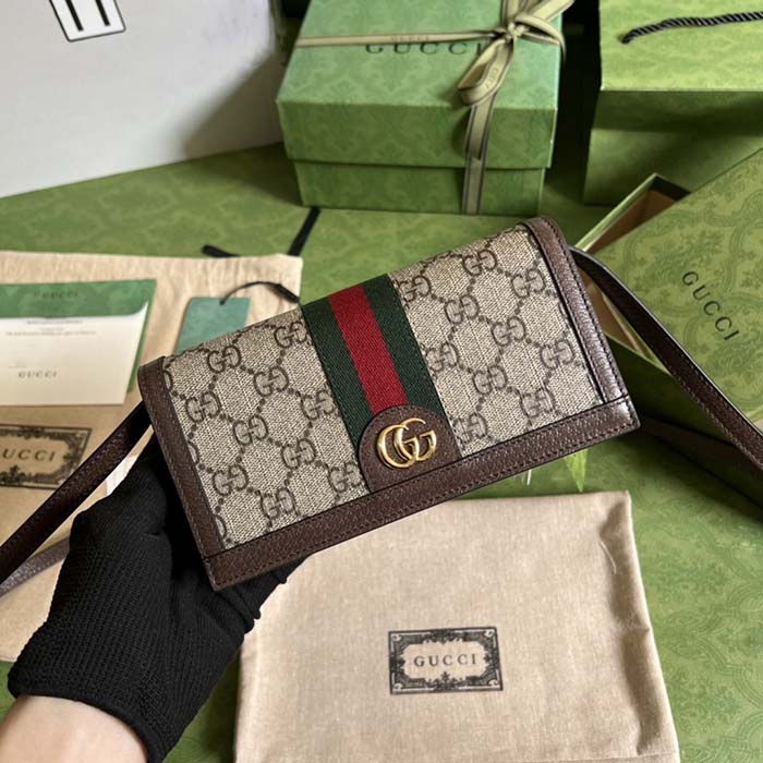 Gucci Women Ophidia GG Mini Bag Beige Ebony GG Supreme Canvas Double G