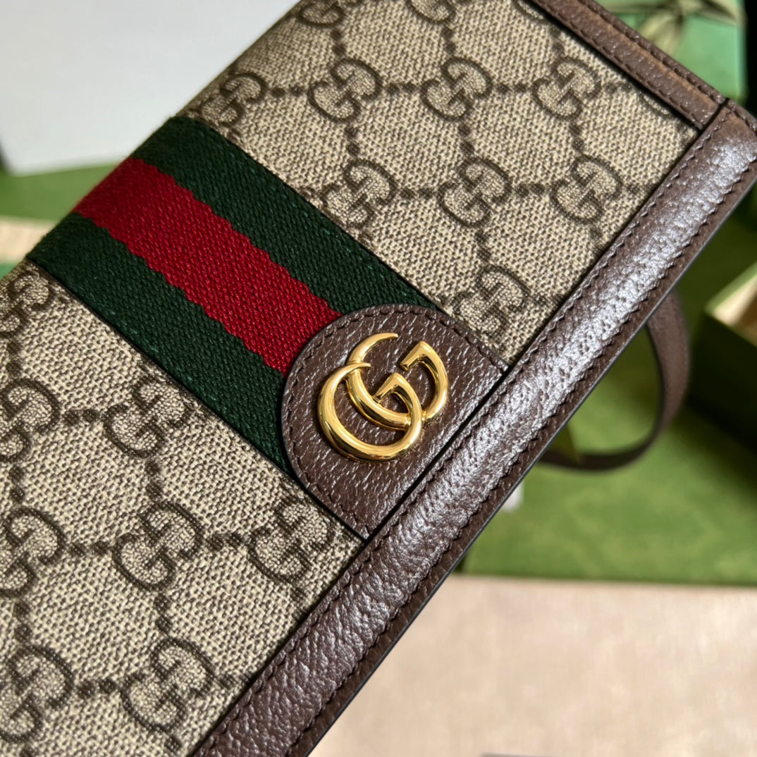 Gucci Women Ophidia GG Mini Bag Beige Ebony GG Supreme Canvas Double G