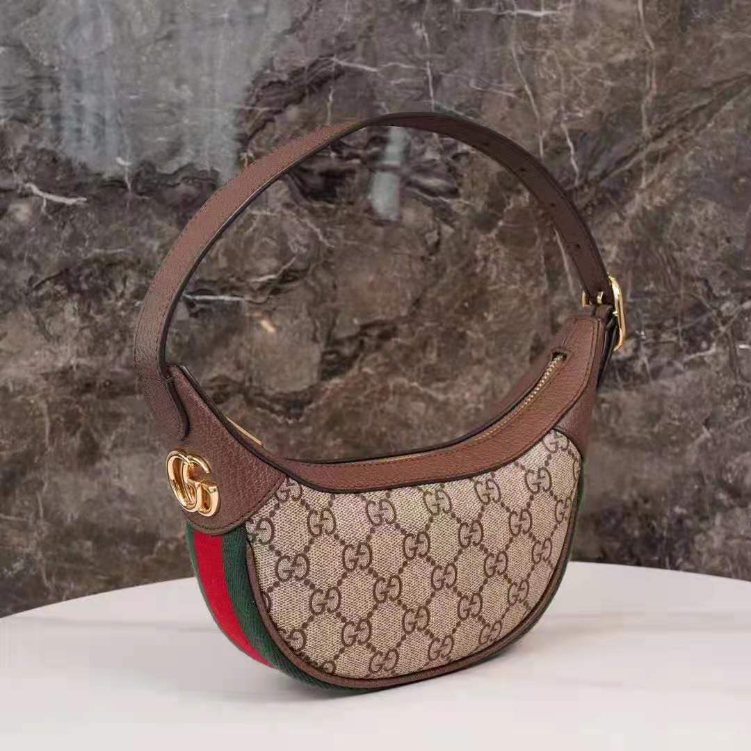 Gucci Women Ophidia GG Mini Bag Beige and Ebony GG Supreme Canvas