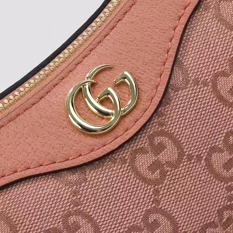 Gucci Women Ophidia GG Small Handbag Pink Canvas Double G Rose Gold Hardware