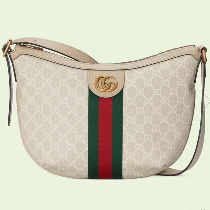 Gucci Women Ophidia GG Small Shoulder Bag Beige White GG Supreme Canvas