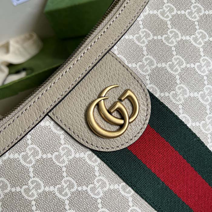 Gucci Women Ophidia GG Small Shoulder Bag Beige White GG Supreme Canvas