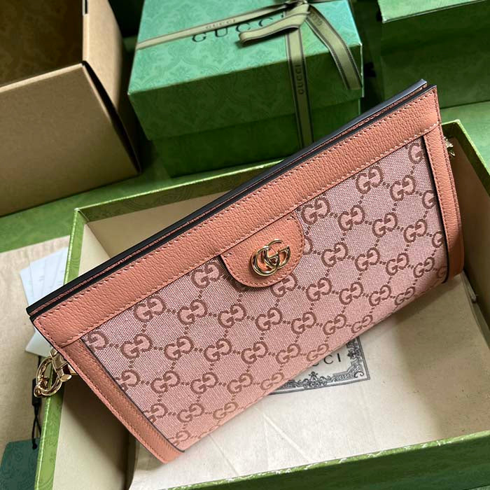 Gucci Women Ophidia GG Small Shoulder Bag Pink Canvas Double G