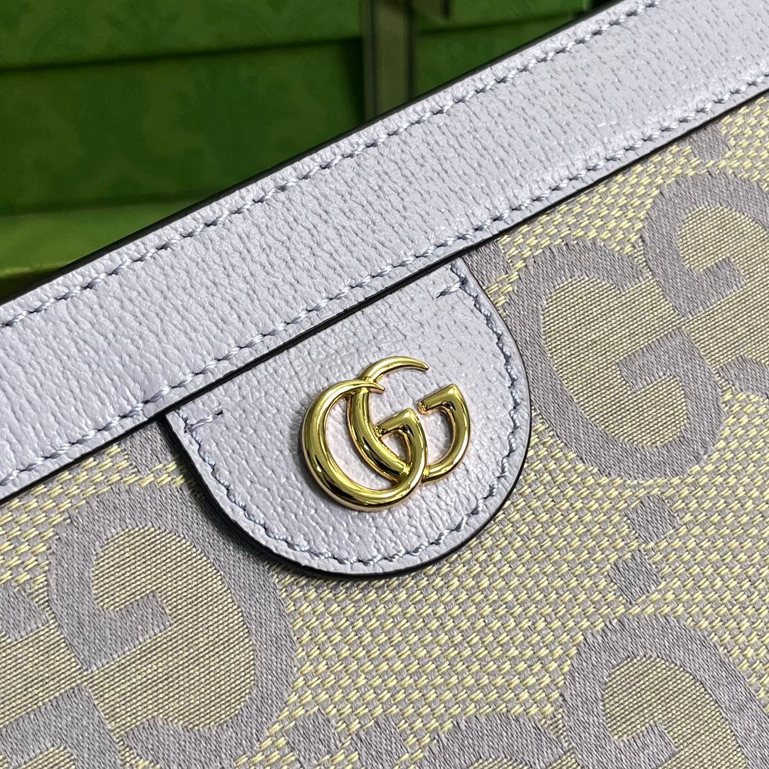 Gucci Women Ophidia Jumbo GG Small Shoulder Bag Camel Lilac Canvas Leather