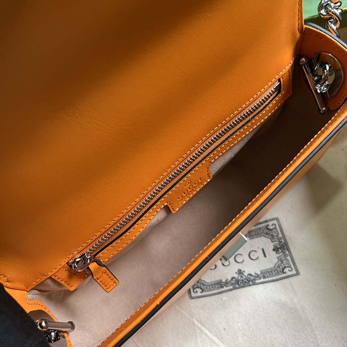 Gucci Women Petite GG Mini Shoulder Bag Orange Leather Double G