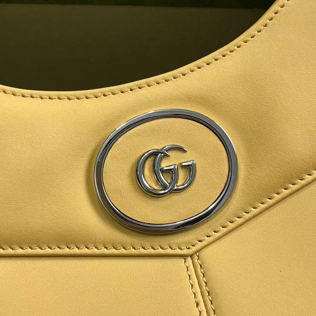 Gucci Women Petite GG Small Tote Bag Yellow Leather Double G