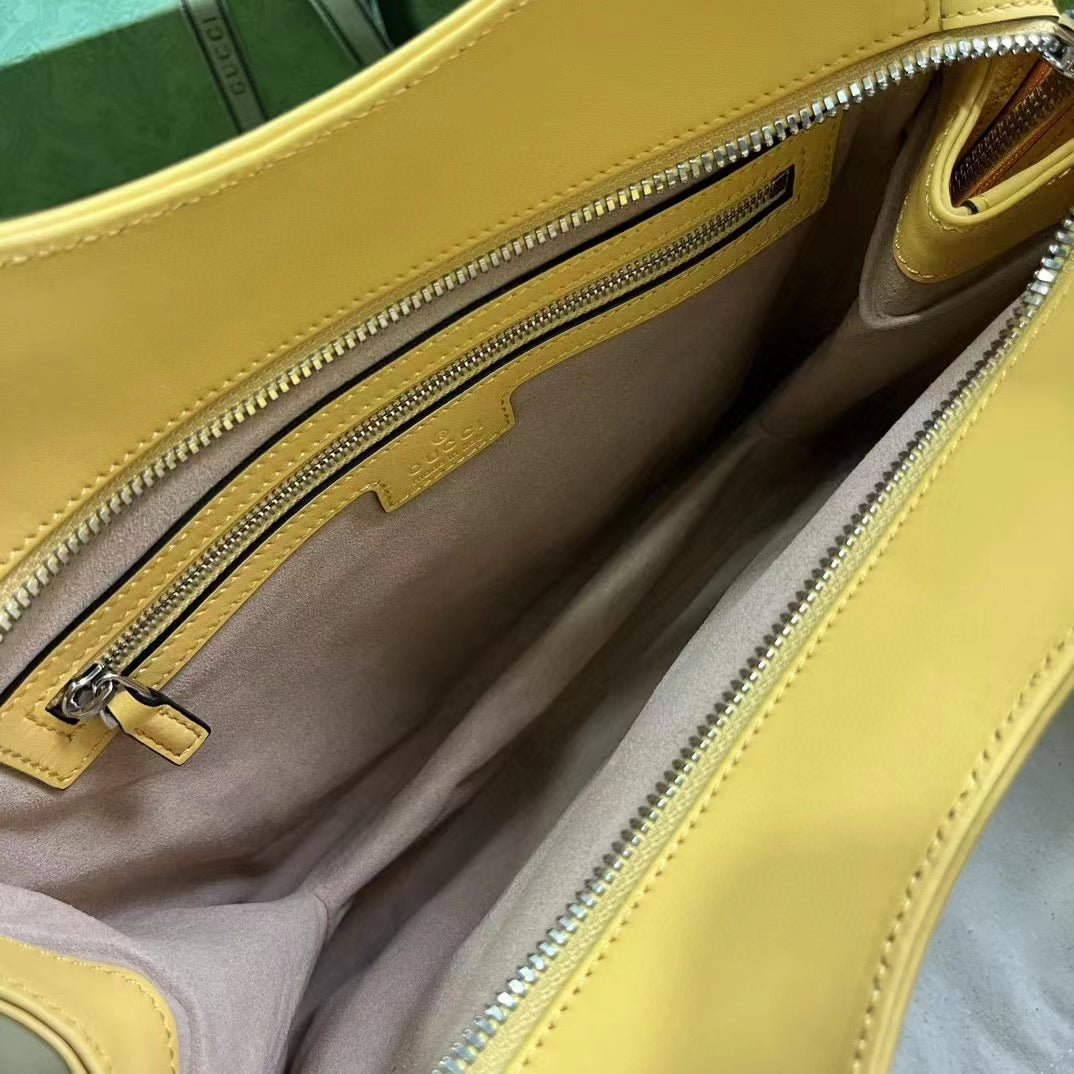 Gucci Women Petite GG Small Tote Bag Yellow Leather Double G