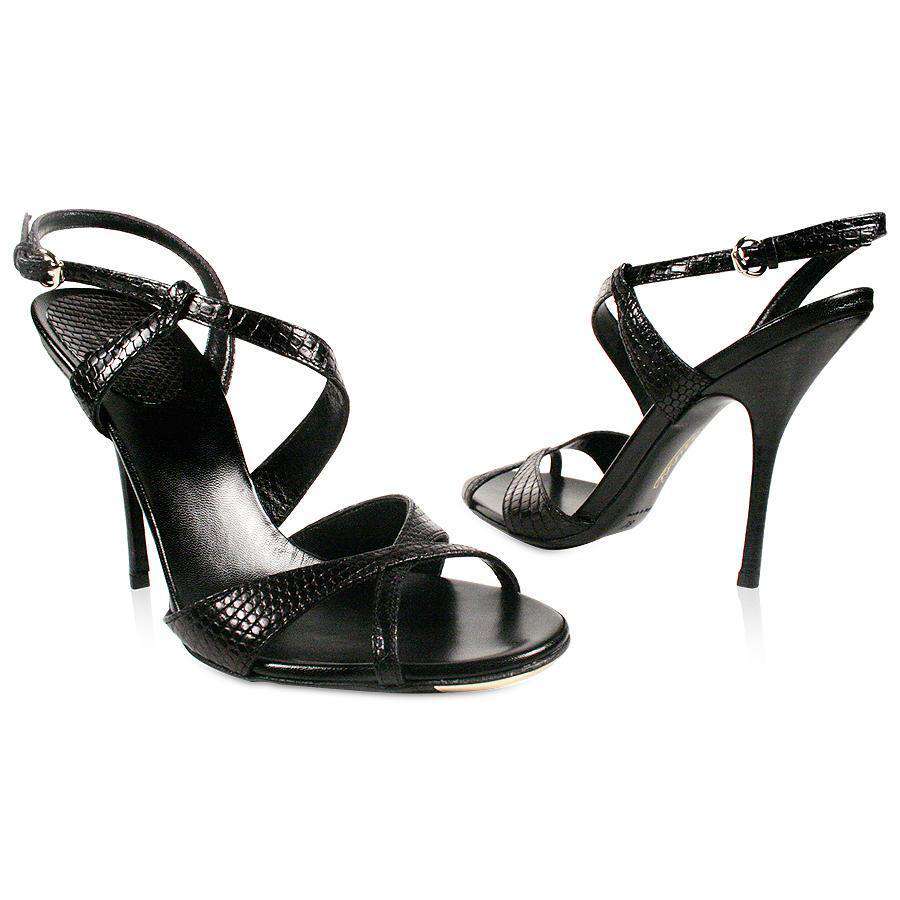 Gucci Women's Designer Shoes Black Leather Strappy Sandals (GGW1575)