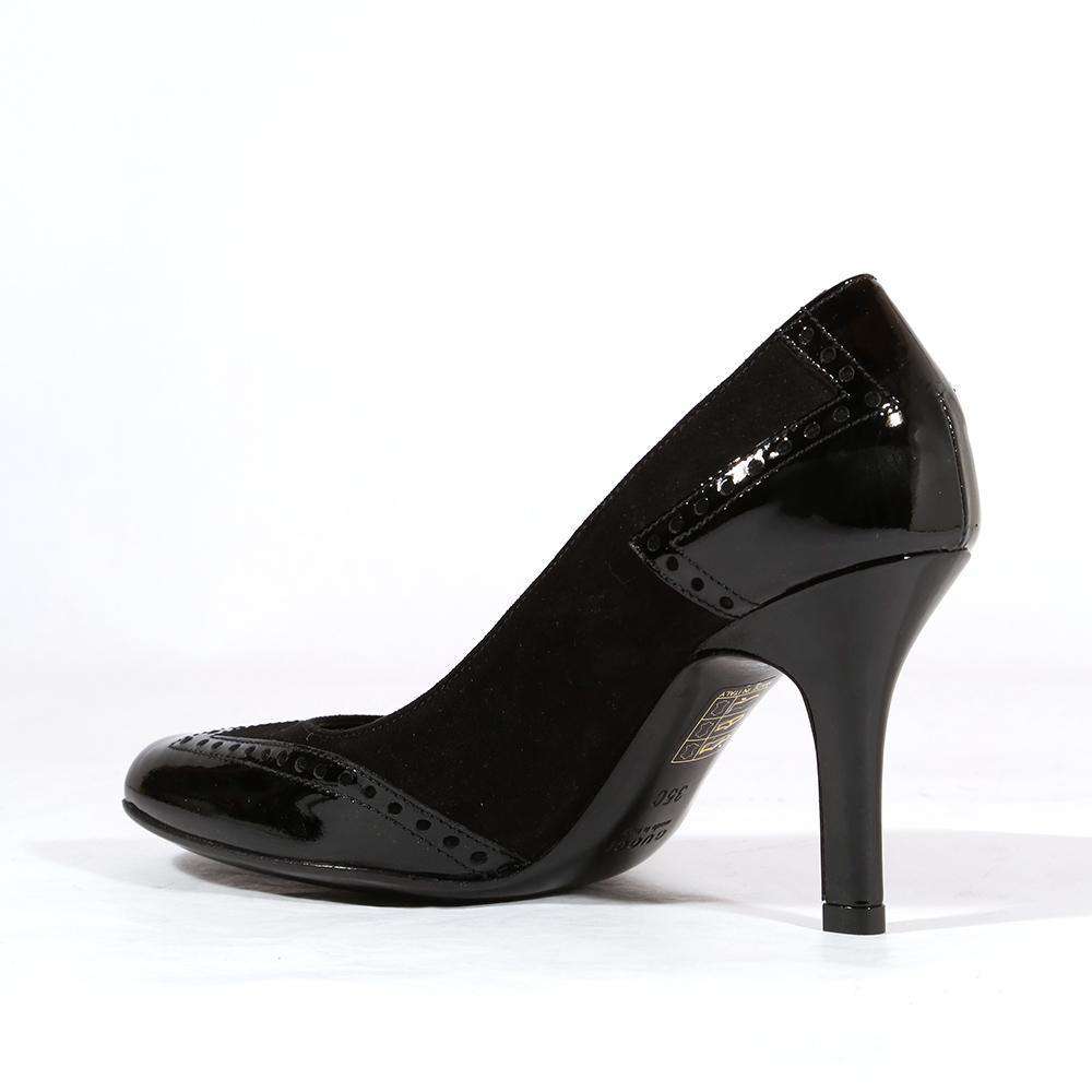 Gucci Women's Designer Shoes "Eva" Suede and Patent Leather Black Pumps