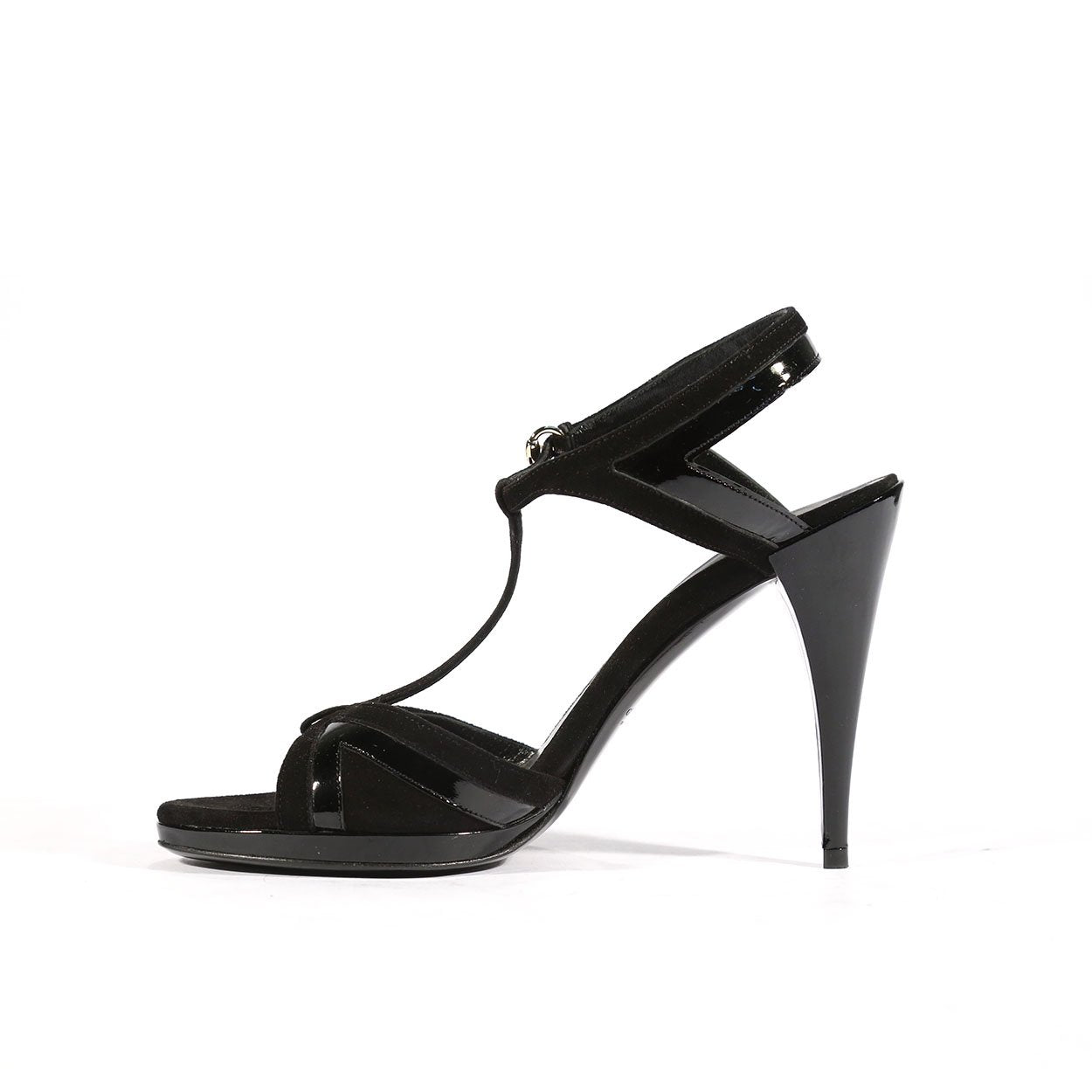 Gucci Women's Shoes Black Suede / Calf-Skin Leather High-Heel Sandals(GGW1551)