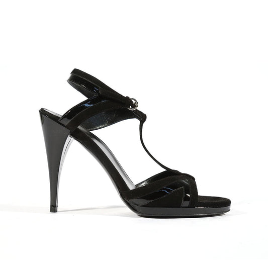 Gucci Women's Shoes Black Suede / Calf-Skin Leather High-Heel Sandals(GGW1551)