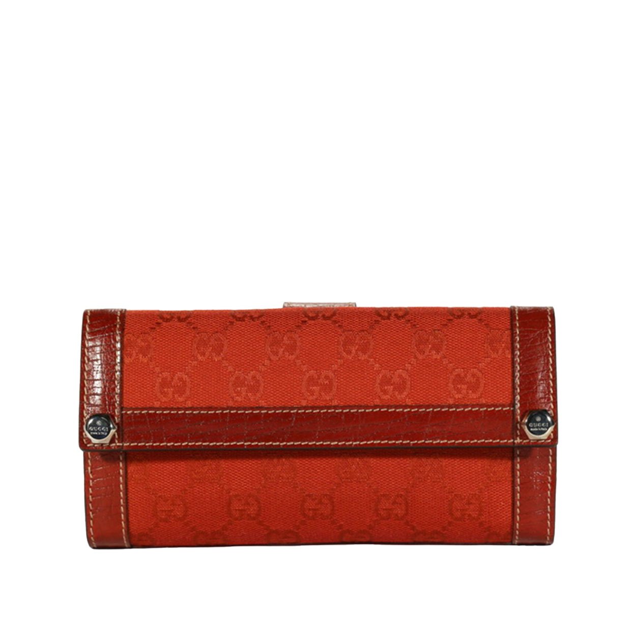 Gucci Women's Wallet Large GG logo fabric & leather Checkbook Red 231839