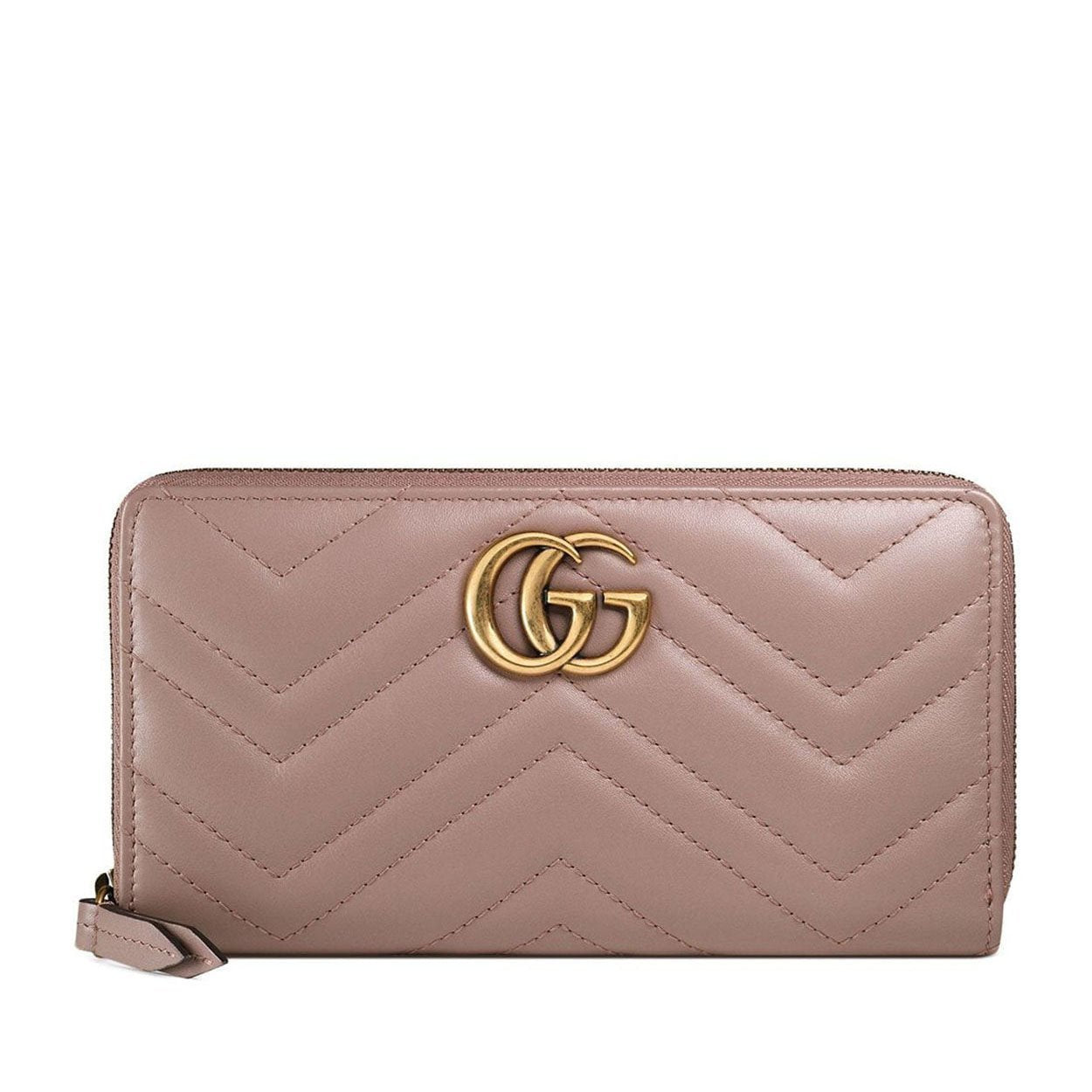 Gucci Women's Wallet Marmort Pink Calf-Skin Leather Quilted Wallet 443123